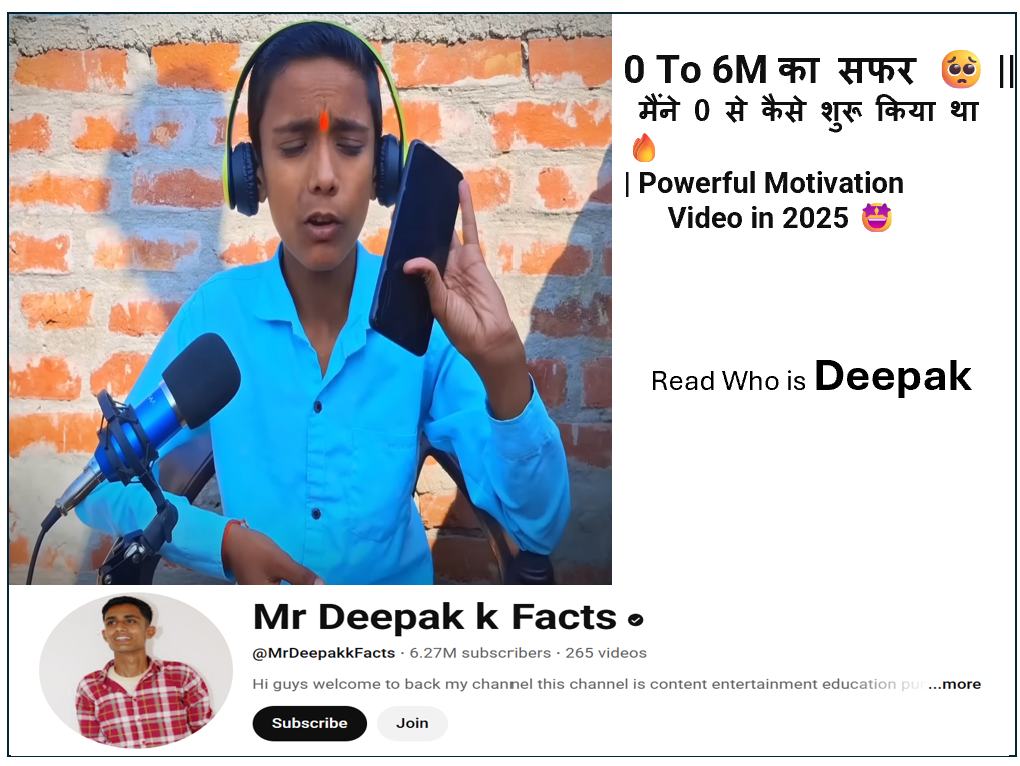6.2M-Subs YouTuber “Mr. Deepak K Facts”: Is This 14-Year-Old Really Earning 5 Lakhs a Month?