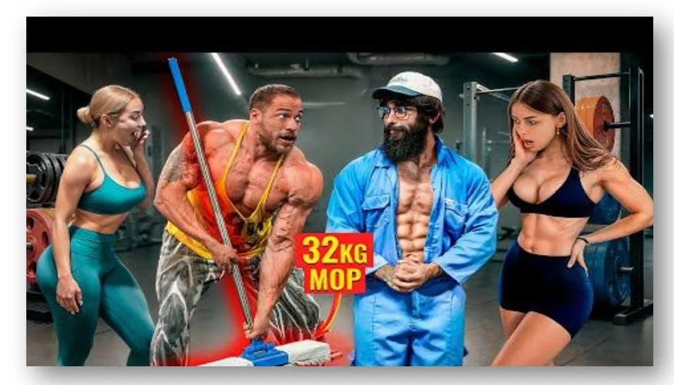 32KG Mop Shocks Girls and Bodybuilders in a Gym | Pretended to be a Cleaner #46 2 32KG Mop Shocks Girls and Bodybuilders in a Gym | Pretended to be a Cleaner #46